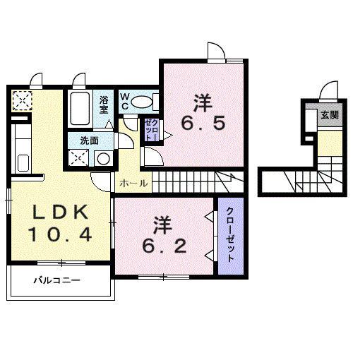 メゾン伏見(2LDK/2階)の間取り写真
