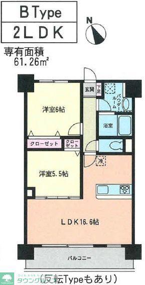 パルテール習志野(2LDK/6階)の間取り写真