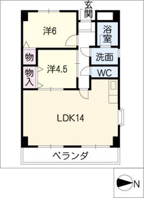 マンション藤丸(2LDK/4階)の間取り写真