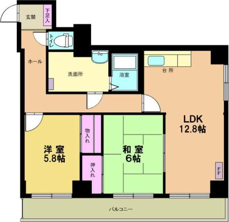 ビスタ麻生(2LDK/3階)の間取り写真