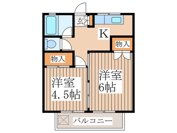 キクチコーポ(2K/2階)の間取り写真