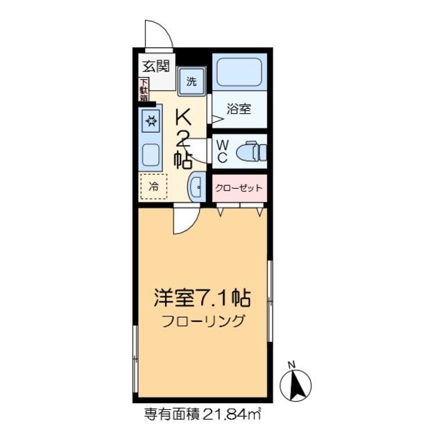 アリビオIII(1K/1階)の間取り写真