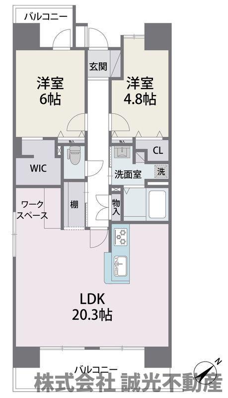 アビターレ駅南(2LDK/9階)の間取り写真