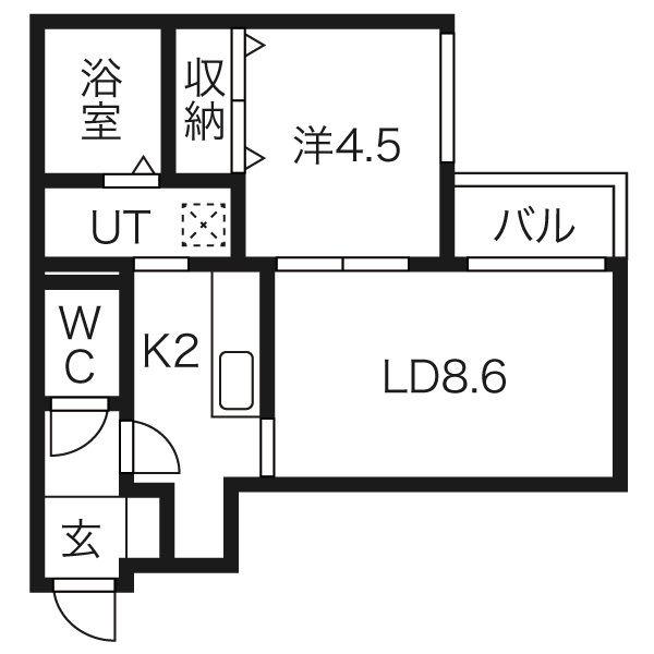 サンルーチェ山鼻(1LDK/3階)の間取り写真