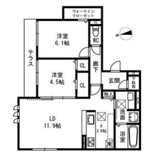 PASSARO GRANDE桃ヶ池(2LDK/3階)の間取り写真