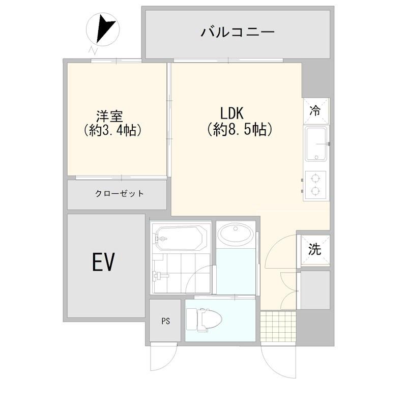 LEXIA(1LDK/4階)の間取り写真