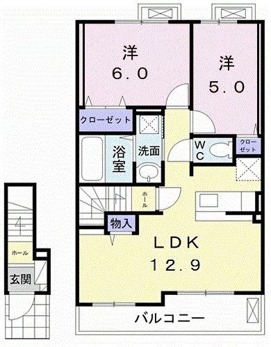 中村家 土佐 II(2LDK/2階)の間取り写真