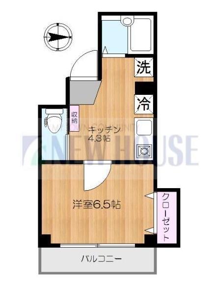 グロリアス神楽坂(1K/2階)の間取り写真