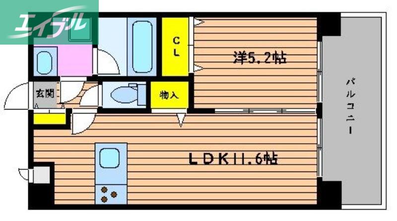 ピュアロイヤル大元(1LDK/8階)の間取り写真