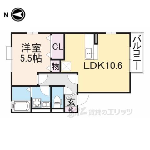 カクタスフローラAB(1LDK/2階)の間取り写真