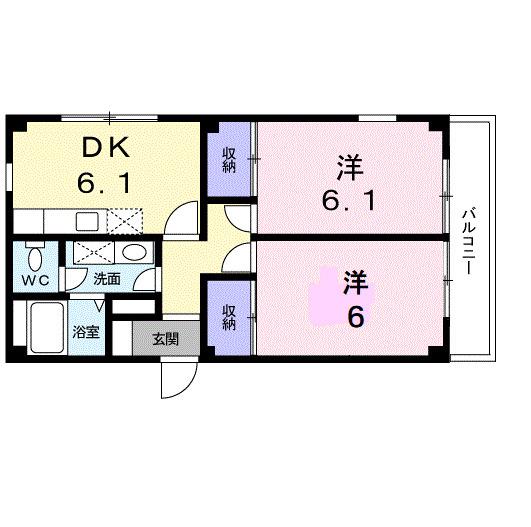 プチメゾン21(2DK/1階)の間取り写真