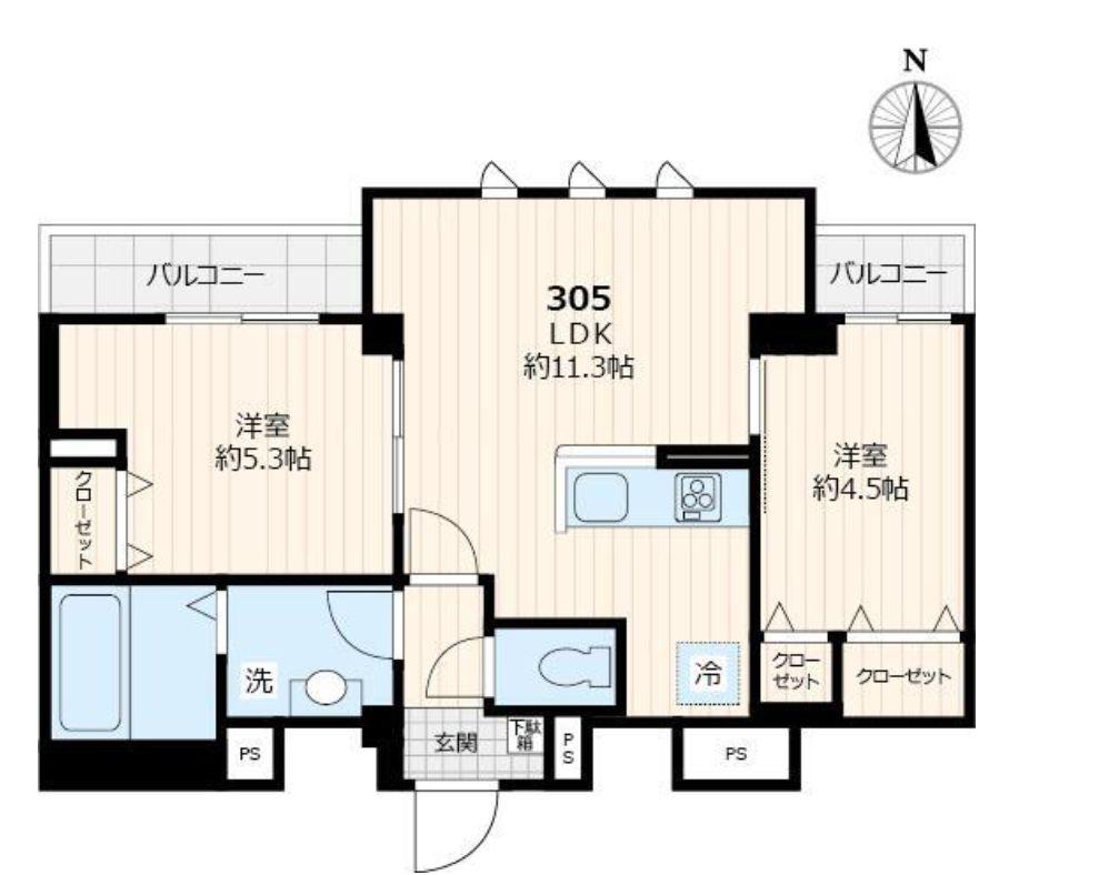 GRAND LOGEMENT(2LDK/3階)の間取り写真