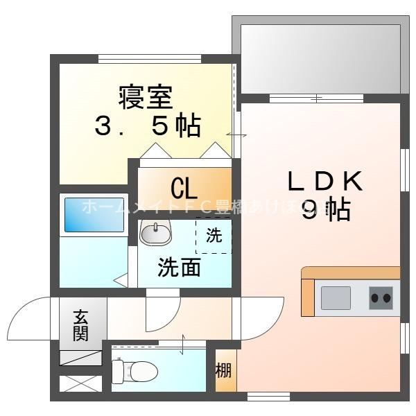 朝風のノーブル(1LDK/3階)の間取り写真