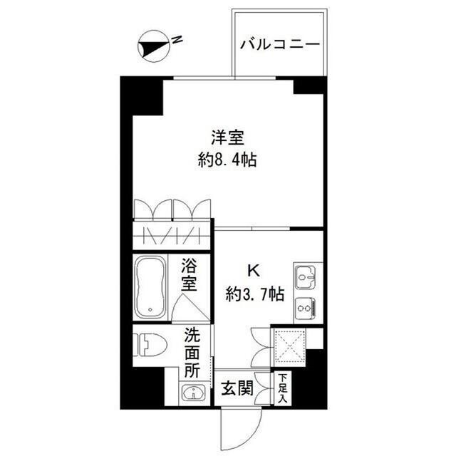 ロディア立川(1K/4階)の間取り写真