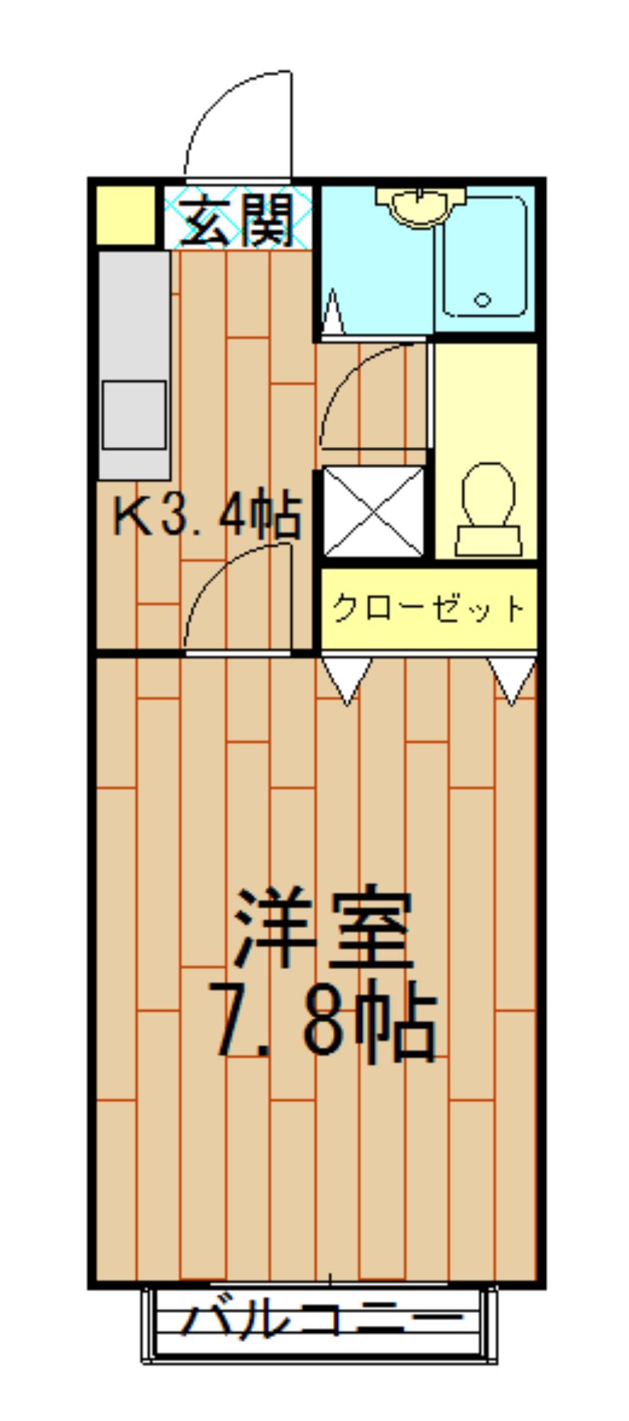 フルールハウスA(1K/2階)の間取り写真