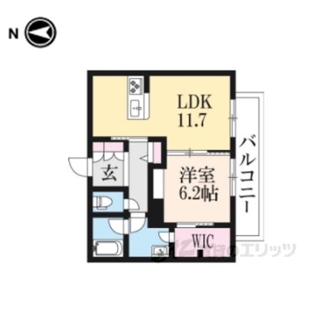リヴィエール法華寺(1LDK/2階)の間取り写真