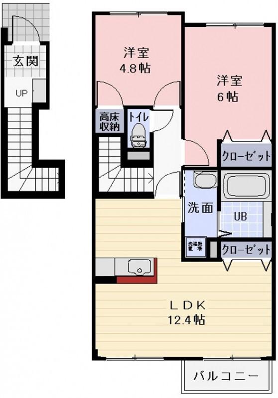 エスポワールK(2LDK/2階)の間取り写真