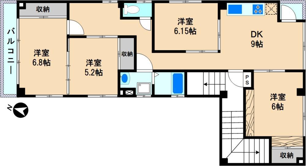 和田ビル(4DK/2階)の間取り写真