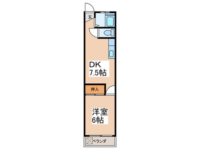 富士ハイツ(1DK/1階)の間取り写真