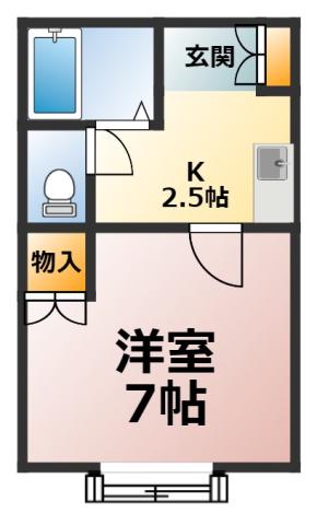 サンハイツ杉浦II(1K/1階)の間取り写真