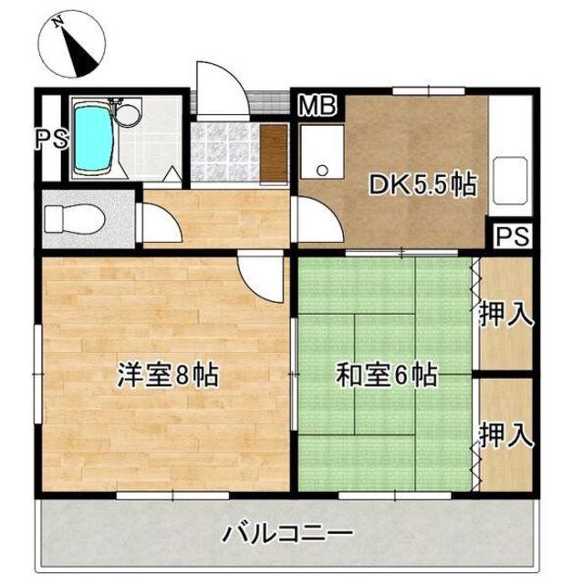 サンフラワー浦安(2DK/1階)の間取り写真