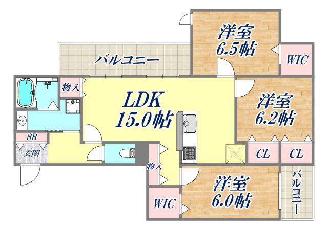 CORTE BREEZA御影(3LDK/3階)の間取り写真