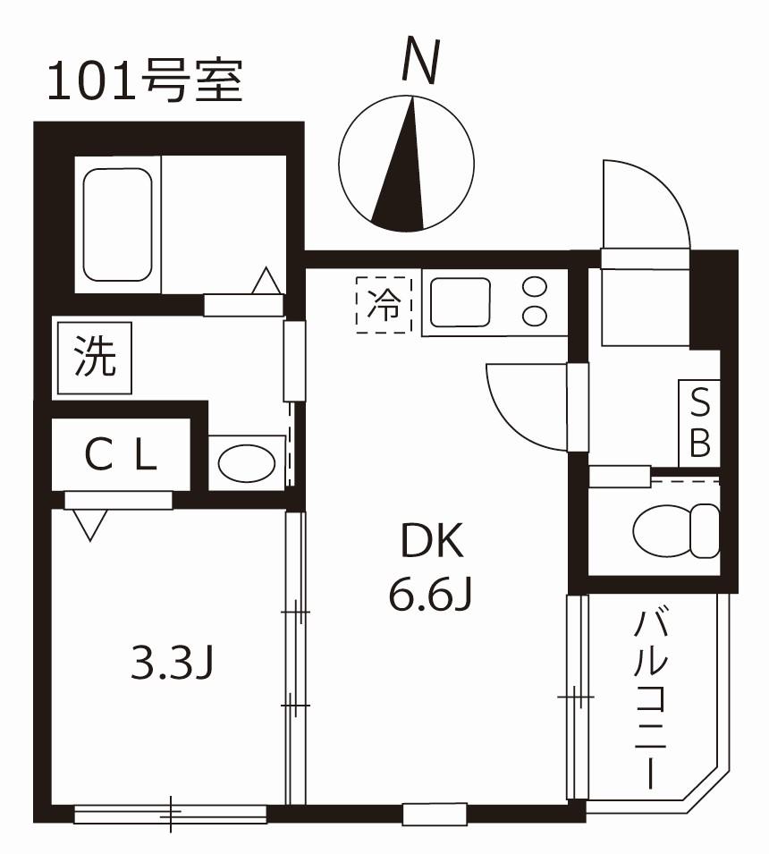 ハーモニーテラス北畑II(1DK/1階)の間取り写真