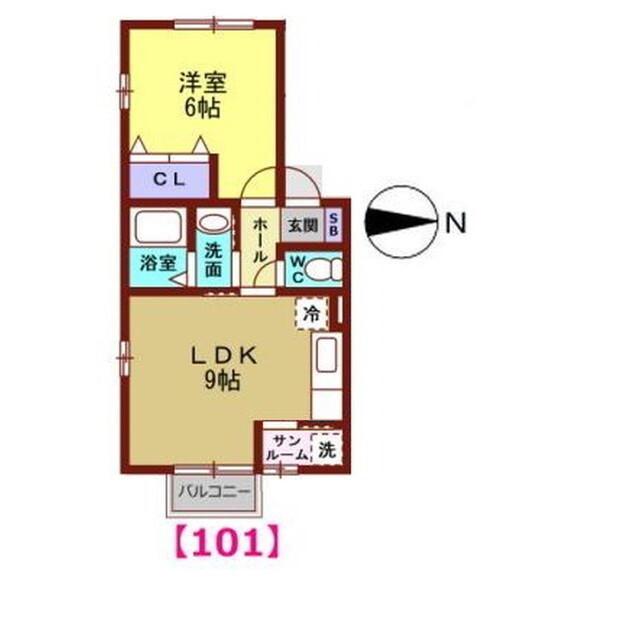 ウィルモアラパン(1LDK/1階)の間取り写真
