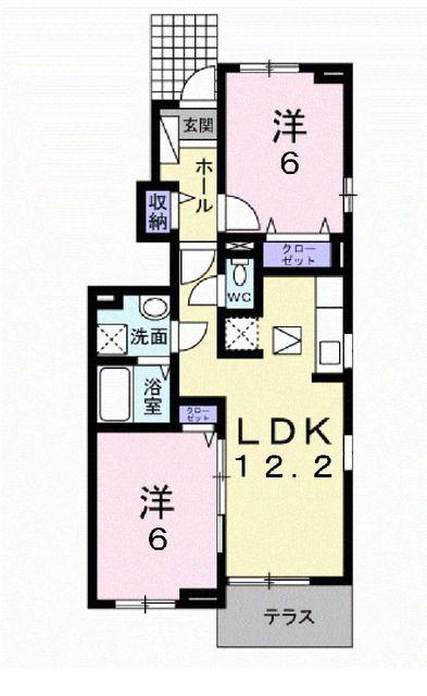 ベルドミール・ドゥ(2LDK/1階)の間取り写真