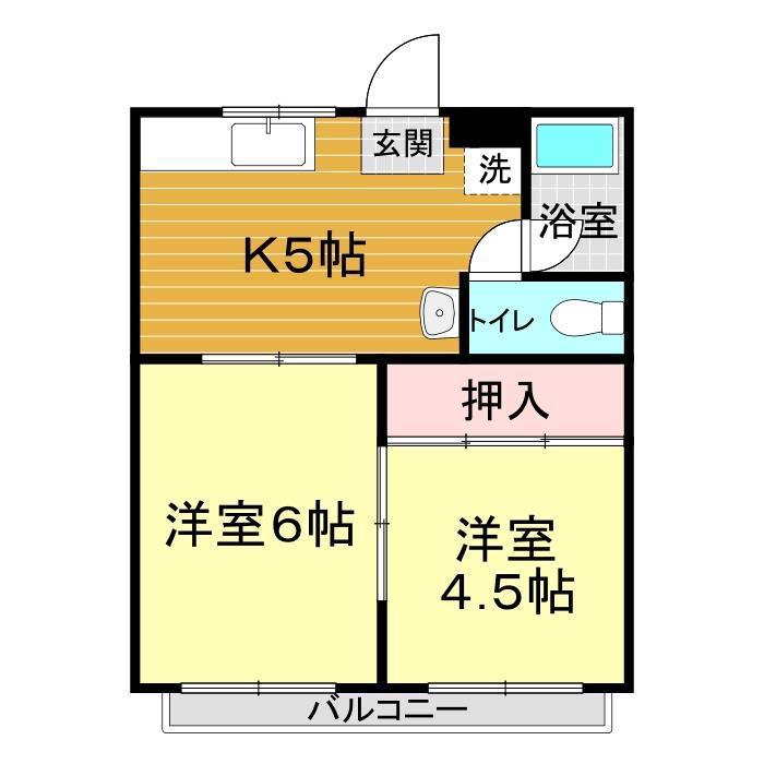 コーポラスM(2DK/2階)の間取り写真