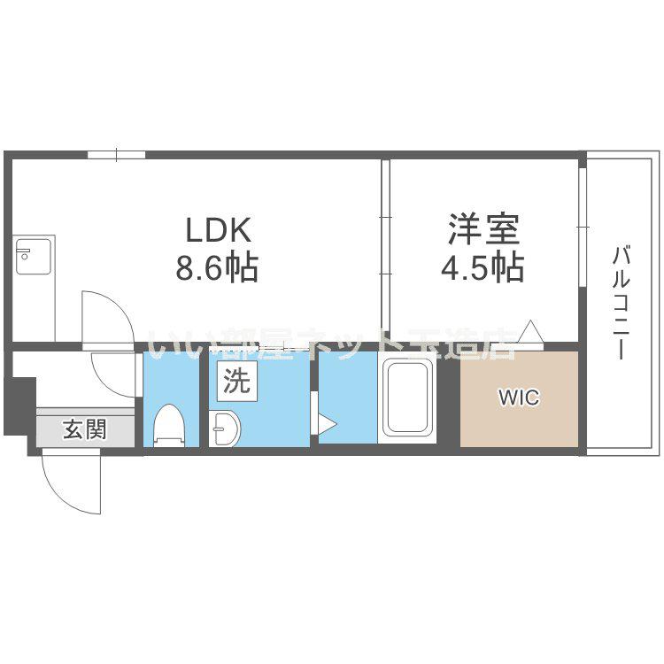 フジパレス弥刀V番館(1LDK/1階)の間取り写真