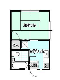 片町コーポ(1K/2階)の間取り写真