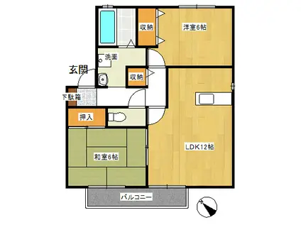 グリーンヒルズ8(2LDK/2階)の間取り写真