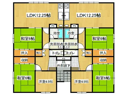 コーポ未来(3LDK/4階)の間取り写真