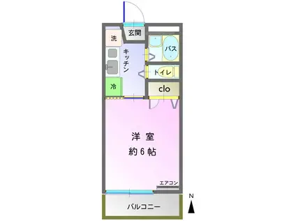 サウザントハウス II(1K/2階)の間取り写真