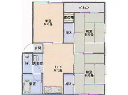 エビタニビル(3DK/3階)の間取り写真