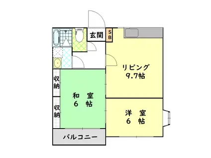 ヴィレッジなかざわ金古B(2LDK/2階)の間取り写真