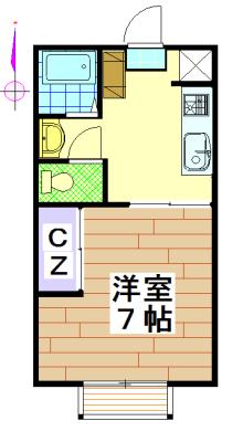 ライラックMI A(1K/2階)の間取り写真