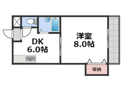 スマイルハイツ巽東(1DK/2階)の間取り写真