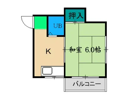 金田ハイツ 東棟(1K/4階)の間取り写真