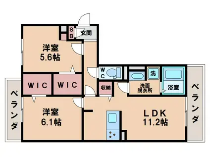 SINFARIA YUZATO A棟(2LDK/3階)の間取り写真