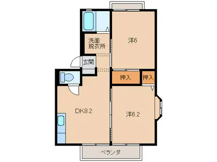 アンジェリーク中島(2DK/2階)の間取り写真