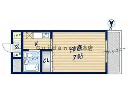 プチハイツ奈良(ワンルーム/4階)の間取り写真