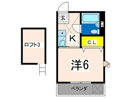 エルムハイツ追浜(1K/2階)の間取り写真