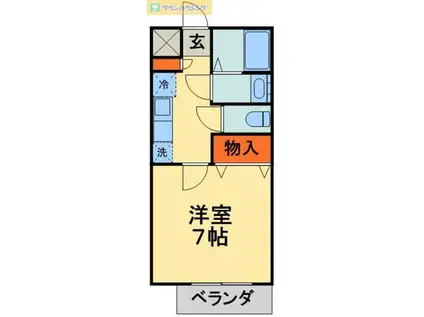 ＪＲ内房線 本千葉駅 徒歩5分 3階建 築16年(1K/1階)の間取り写真