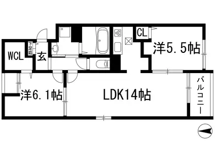 ミツボシヤマモトビレッジ(2LDK/1階)の間取り写真