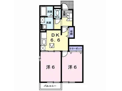 ノースアルプスA DK(2DK/1階)の間取り写真