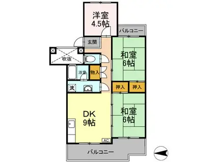 フジパレス米子(3DK/3階)の間取り写真
