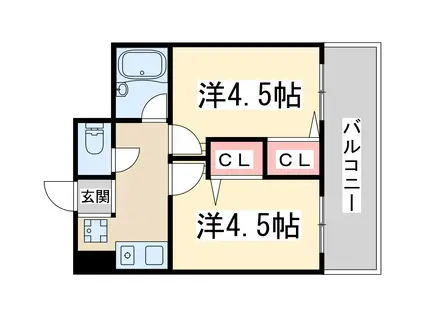 木川東エクセルハイツ(2K/5階)の間取り写真