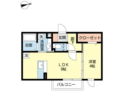 ラムサール/JOY NARASHINO(1LDK/1階)の間取り写真